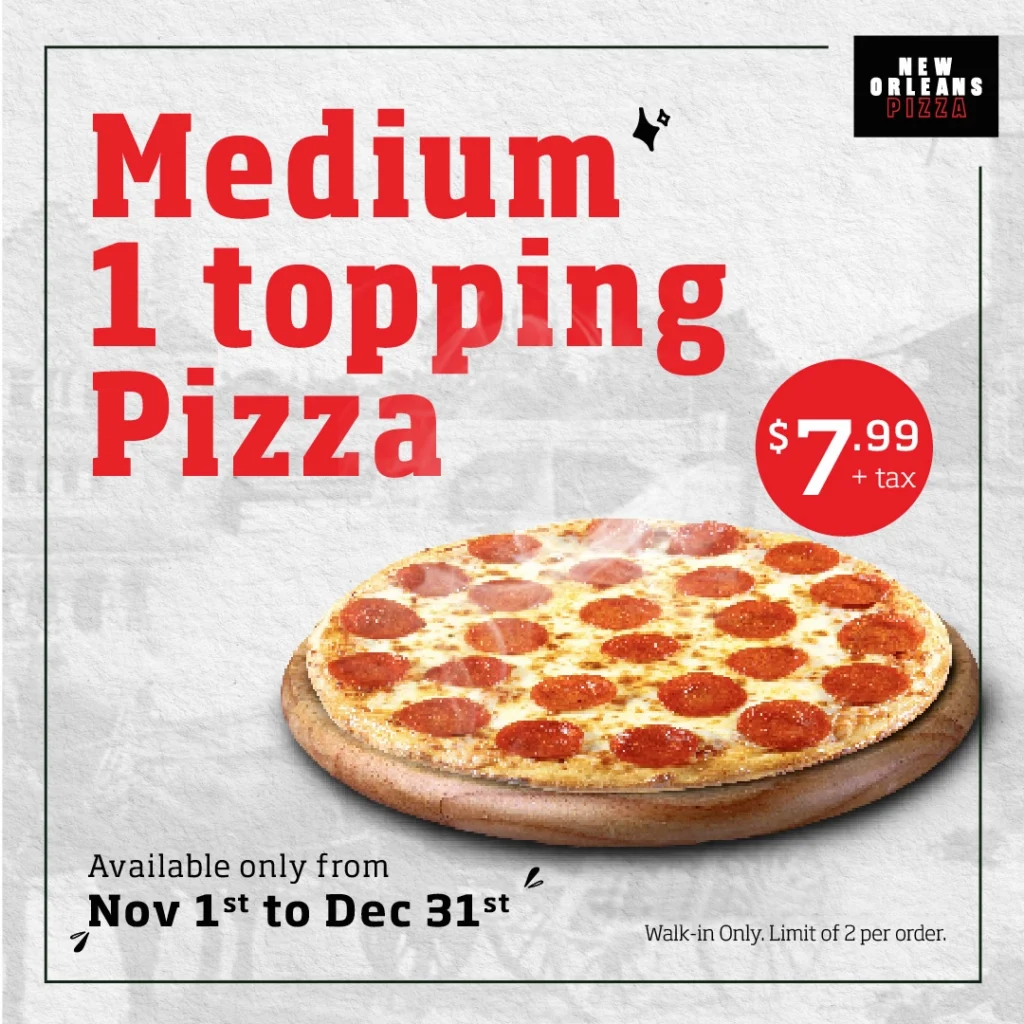 Pizza deals - $7.99 Medium Pizza